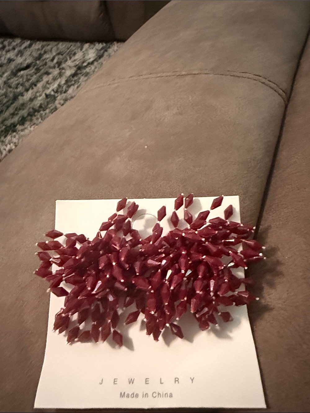 Red burgundy Beaded Cluster Statement earrings